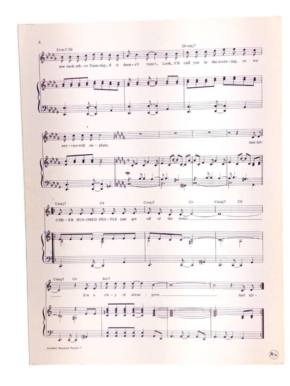 Vintage Another Hundred People Sheet Music Company Musical Pop Edition Sondheim - Picture 5 of 7